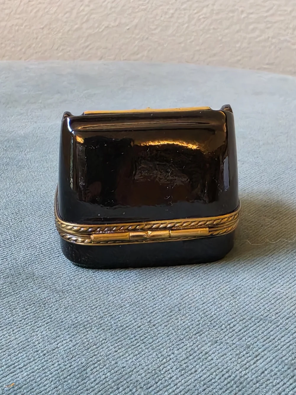Limoges France Hand-Painted Porcelain Black and Gold Typewriter Trinket Box